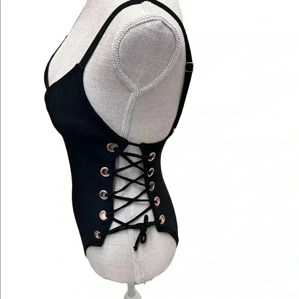 BRAND NEW WOMEN’S XHILARATION ONE PIECE BATHING SUIT•BLACK•SIZE XS•